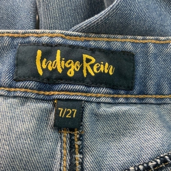 INDIGO REIN Ankle Grazer Distressed Straight Leg High Rise Jeans Sz 27 - Picture 5 of 11